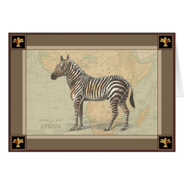 Afrikanische Karte und Zebra (Vorderseite (Horizontal))