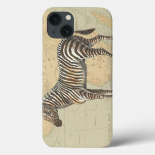 Afrikanische Karte und Zebra iPhone 13 Hülle