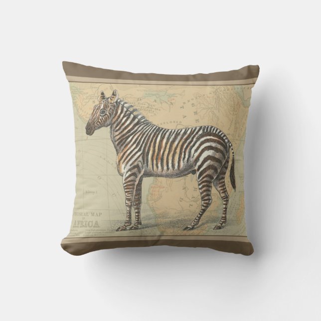 Afrikanische Karte und Zebra Kissen (Vorderseite)