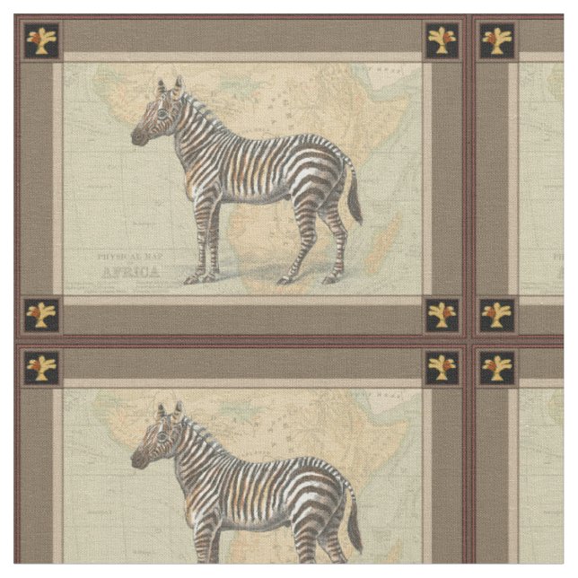 Afrikanische Karte und Zebra Stoff (Nahaufnahme)
