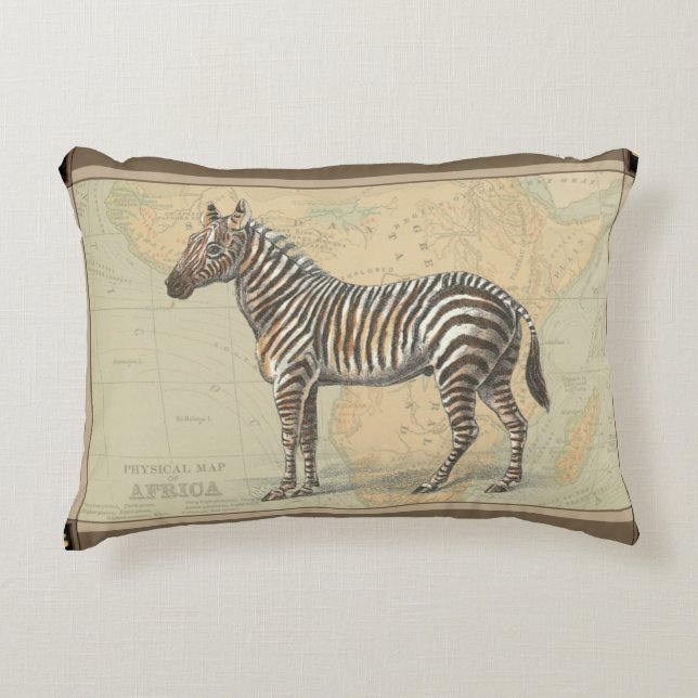 Afrikanische Karte und Zebra Zierkissen (Vorderseite)