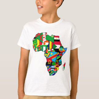 Afrikanische Karte von Afrika-Flaggen innerhalb T-Shirt