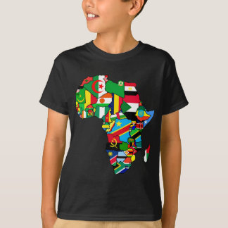 Afrikanische Karte von Afrika-Flaggen innerhalb T-Shirt