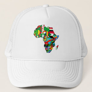 Afrikanische Karte von Afrika-Flaggen innerhalb Truckerkappe