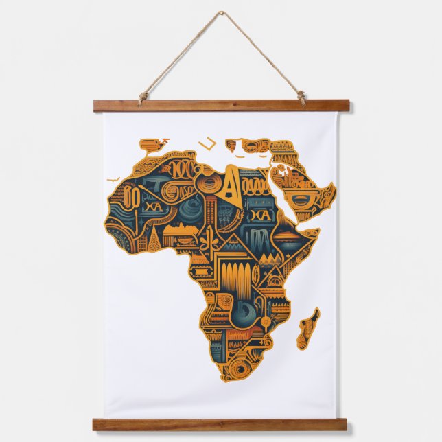 Afrikanische Karte Wandteppich Mit Holzrahmen (Vorderseite)
