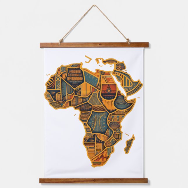 Afrikanische Karte Wandteppich Mit Holzrahmen (Vorderseite)