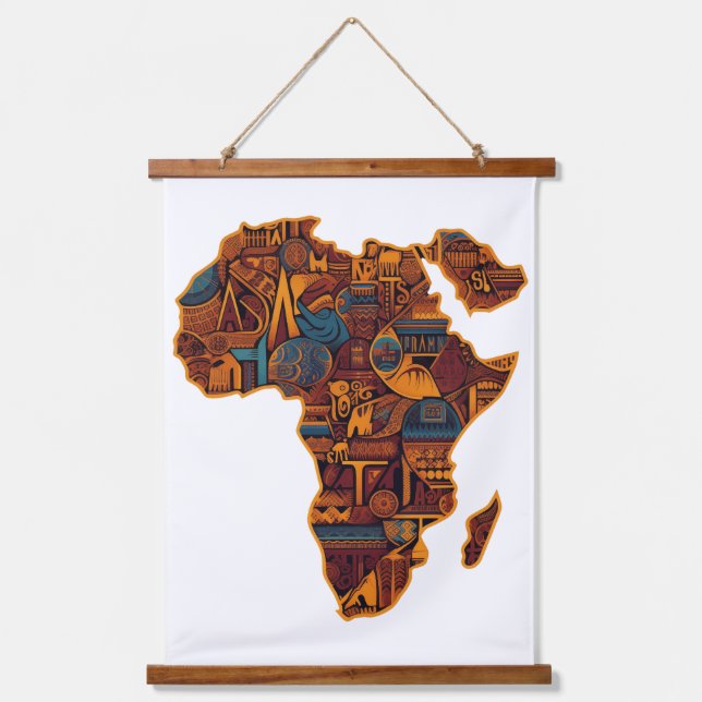 Afrikanische Karte Wandteppich Mit Holzrahmen (Vorderseite)