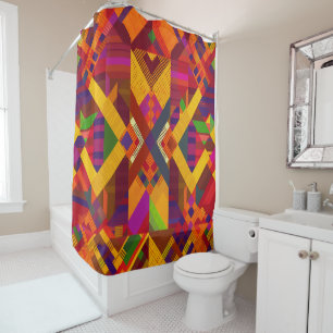 Afrikanische Kente Geometrische Kunst Duschvorhang