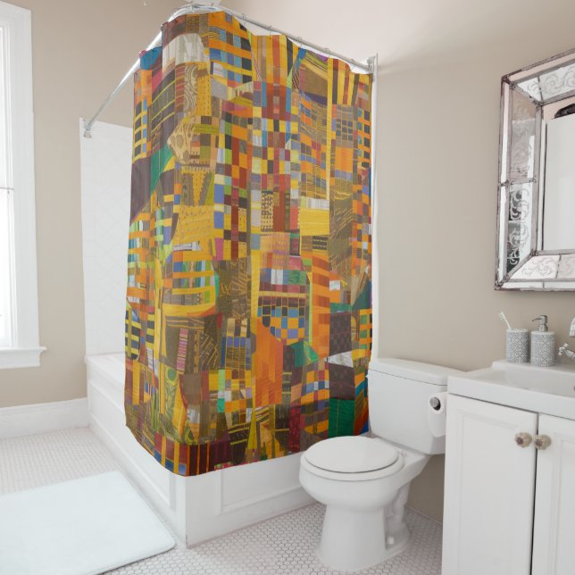 Afrikanische Kente Geometrische Kunst Duschvorhang (Beispiel)