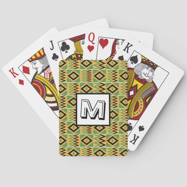 Afrikanische Kente Monogram Green Classic Playing  Spielkarten (Rückseite)