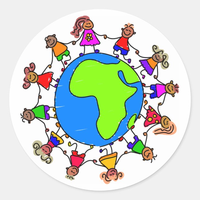 Afrikanische Kinder Runder Aufkleber (Vorderseite)