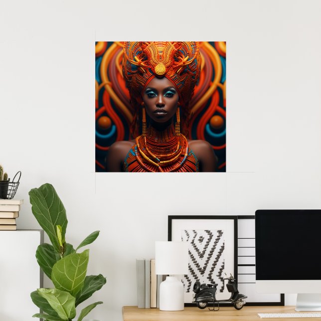 Afrikanische Königin' – Eleganz und Tradition Poster (Heimbüro)