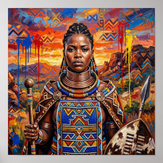 Afrikanische Königinnenkriegerin, Schwarze Frau Wa Poster