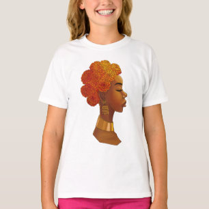 Afrikanische Königliche Blumen Haar Mädchen T-Shirt