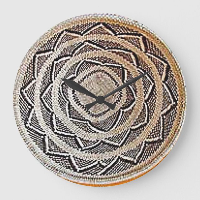 Afrikanische Korbgeflecht-Wanduhr Große Wanduhr (Vorderseite)