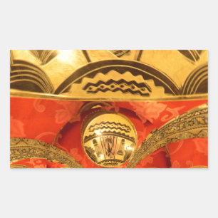 Afrikanische Kulturkunst: Rich Golden Red Design Rechteckiger Aufkleber