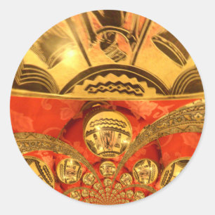 Afrikanische Kulturkunst: Rich Golden Red Design Runder Aufkleber