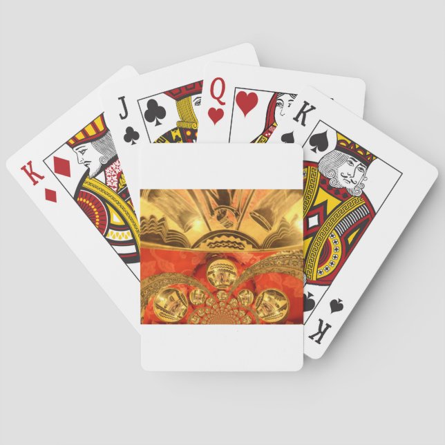 Afrikanische Kulturkunst: Rich Golden Red Design Spielkarten (Rückseite)