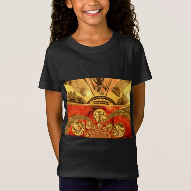 Afrikanische Kulturkunst: Rich Golden Red Design T-Shirt (Vorderseite)