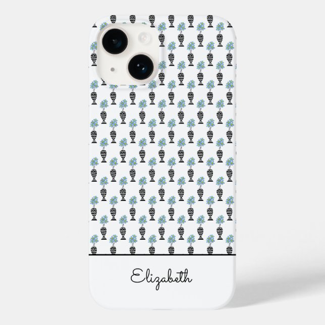afrikanische Kunst, blaues tropisches Flair Case-Mate iPhone 14 Hülle (Rückseite)