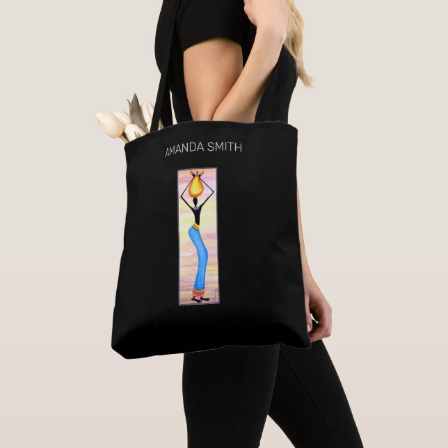 Afrikanische Kunst, elegante Frau, Kokosölverkäufe Tasche (Von Nahem)