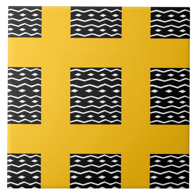 afrikanische Kunst, ethnisches Muster Orange Fliese (Vorderseite)