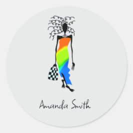 afrikanische Kunst, Mode Lady Runder Aufkleber