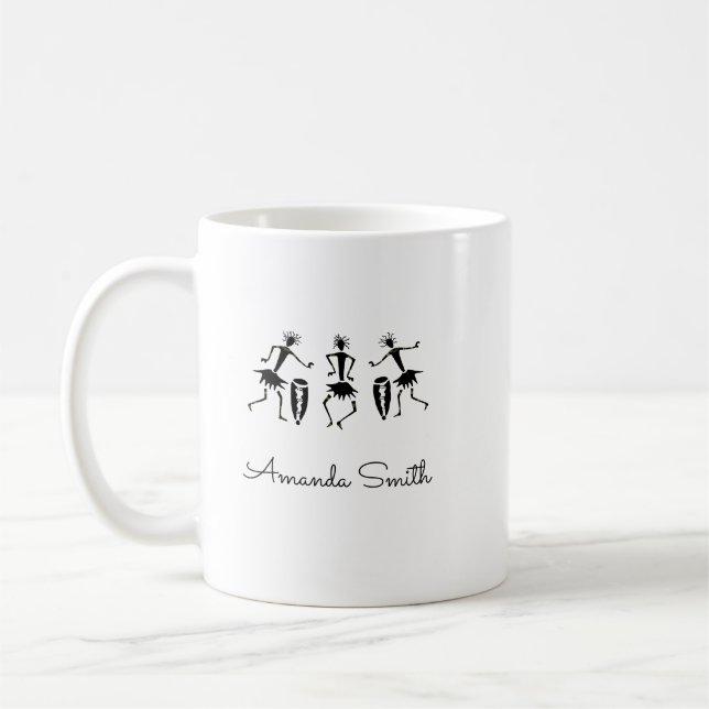 Afrikanische Kunst, Niedliche glückliche Tänzer We Kaffeetasse (Links)