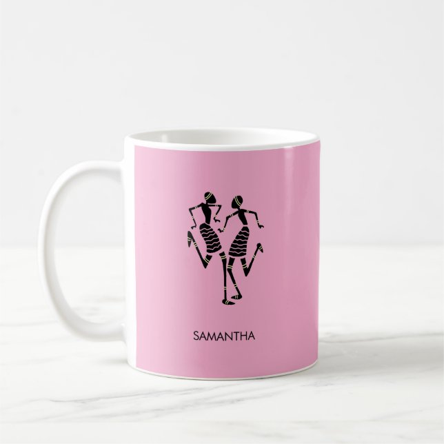 Afrikanische Kunst, Niedliche Silhouette Tänzer Or Kaffeetasse (Links)