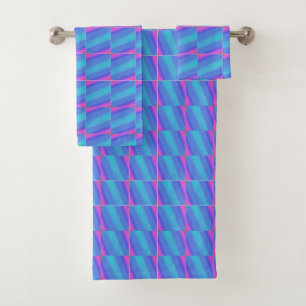 Afrikanische Kunst, Phantastisches Blau und Lila M Badhandtuch Set