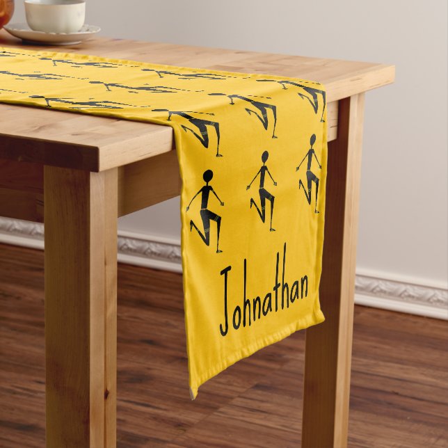 Afrikanische Kunst, Silhouette Athletin Orange Pat Kurzer Tischläufer (Beispiel)