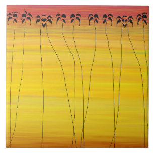 afrikanische Kunst, tropischer Sonnenschein Fliese