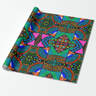 Afrikanische Kunst zeichne. Nahtloses Aztec-Muster Geschenkpapier