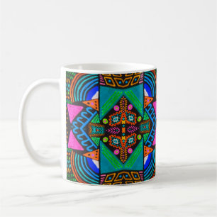 Afrikanische Kunstzeichnung. Nahtloses Aztekenmust Kaffeetasse