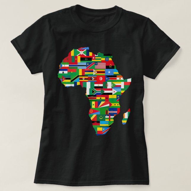 Afrikanische Länderflaggen Kontinentale Liebe T-Shirt (Design vorne)