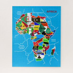 Afrikanische Landkarte mit Fahnen-Puzzle