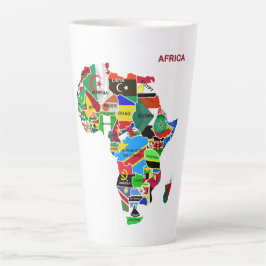 Afrikanische Landkarte mit Flaggen Milchtasse