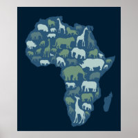 Afrikanische Landkarte mit Silhouette der Tiere