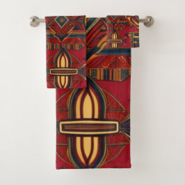 Afrikanische Leinwand Badhandtuch Set