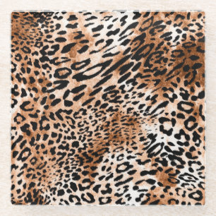 afrikanische Leopardrucke nahtlos Glasuntersetzer