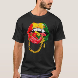 Afrikanische Lippen Afrika Flagge Schwarze Geschic T-Shirt