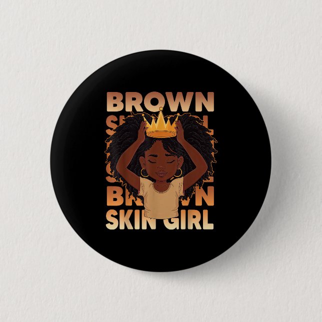 afrikanische Mädchen braune Haut Mädchen schwarzes Button (Vorderseite)