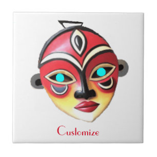Afrikanische Mädchen-Gesichtsmaske Thunder_Cove Fliese