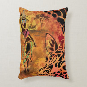Afrikanische Mädchen und Giraffe Accent Pillow Fre Dekokissen