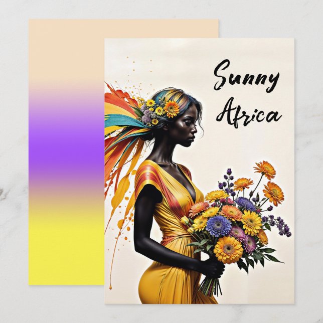 Afrikanische Mädelin Einladung (Vorne/Hinten)