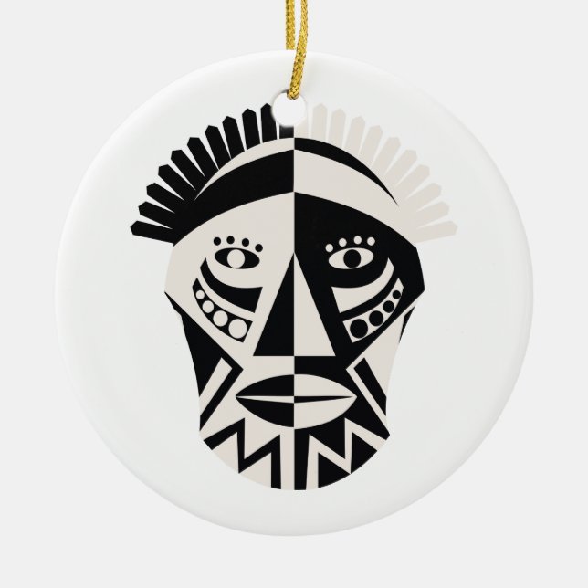 Afrikanische Mask Primitive Folk Art Keramik Ornament (Vorne)