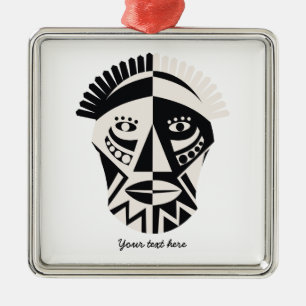 Afrikanische Mask Primitive Folk Art Silbernes Ornament