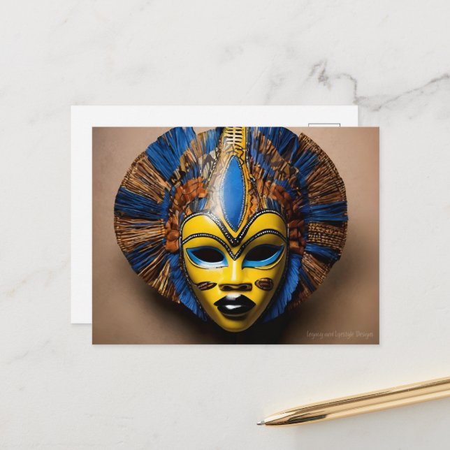 Afrikanische Maske Postkarte (Vorderseite/Rückseite Beispiel)
