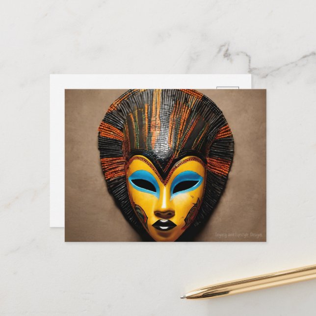 Afrikanische Maske Postkarte (Vorderseite/Rückseite Beispiel)
