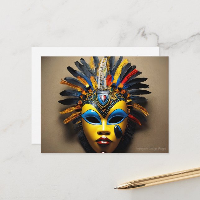 Afrikanische Maske Postkarte (Vorderseite/Rückseite Beispiel)
